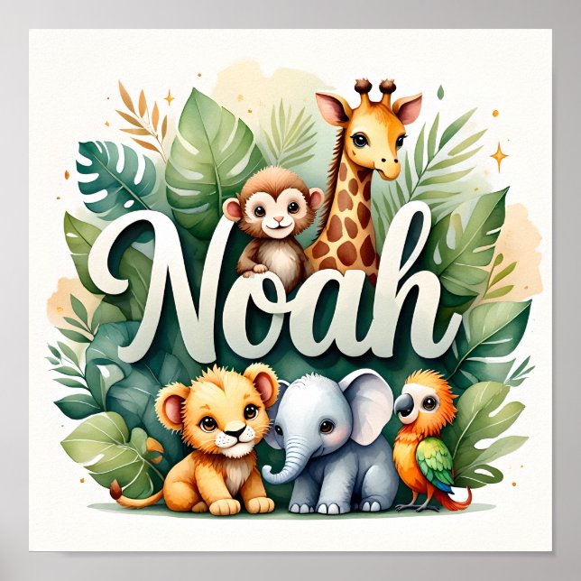 Poster Noah Safari Nursery Wall Art (Devant)