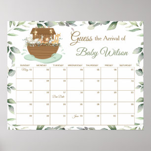 Poster Noah's Ark Greenery Guess Baby's due Date de Jeu