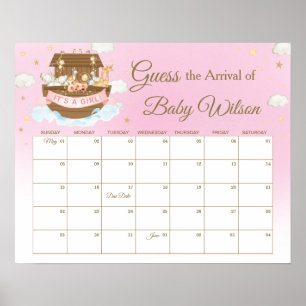 Poster Noah's Ark Pink Girl Guess Baby's Due Date Game