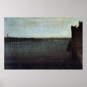 Poster Nocturne En Gris Et Or Westminster Bridge Par Wh