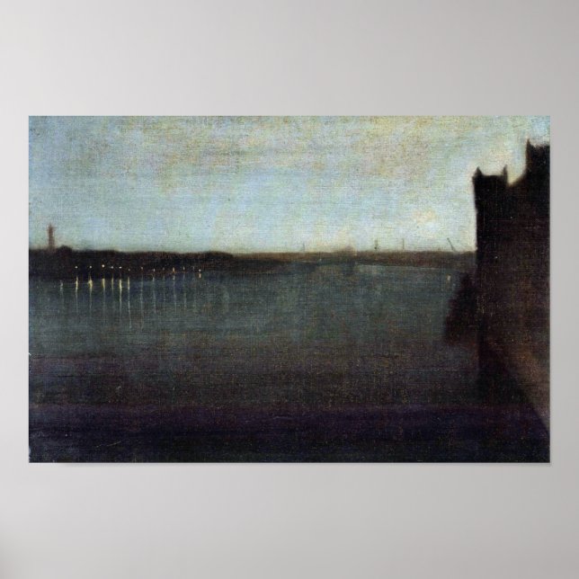Poster Nocturne En Gris Et Or Westminster Bridge Par Wh (Devant)