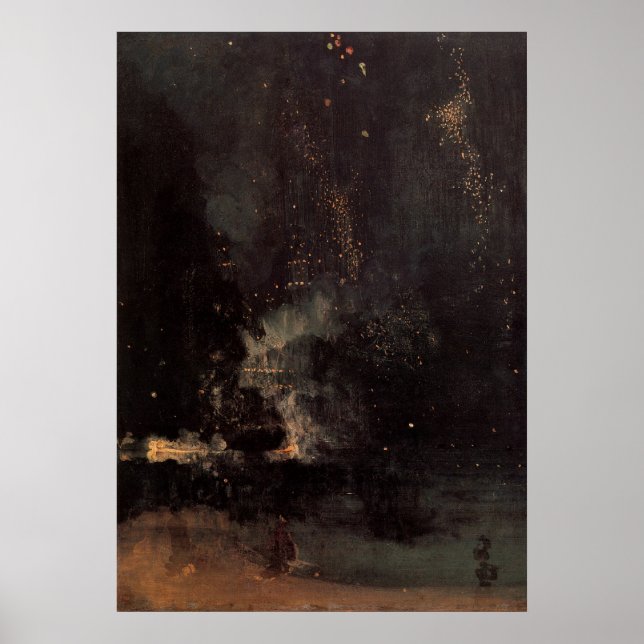 Poster Nocturne En Noir Et Or La Foulée En Chute (Devant)