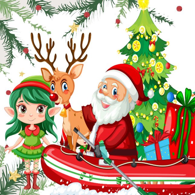 Poster Noël (Celebrate Christmas with Santa's Claus his Elf and Reindeer, Holiday Poster!)
