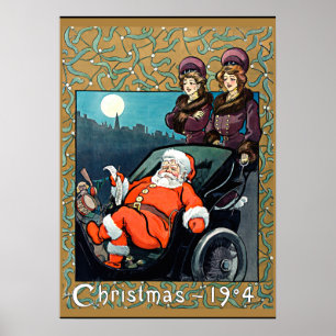 Poster Noël 1904, salutations de Noël vintage