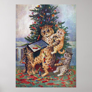 Poster Noël à Catland, Louis Wain