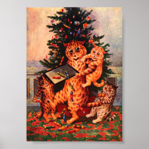 Poster Noël à Catland Louis Wain