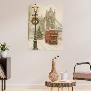 Poster Noël à Londres Cadeau pour Voyageur   Vacances