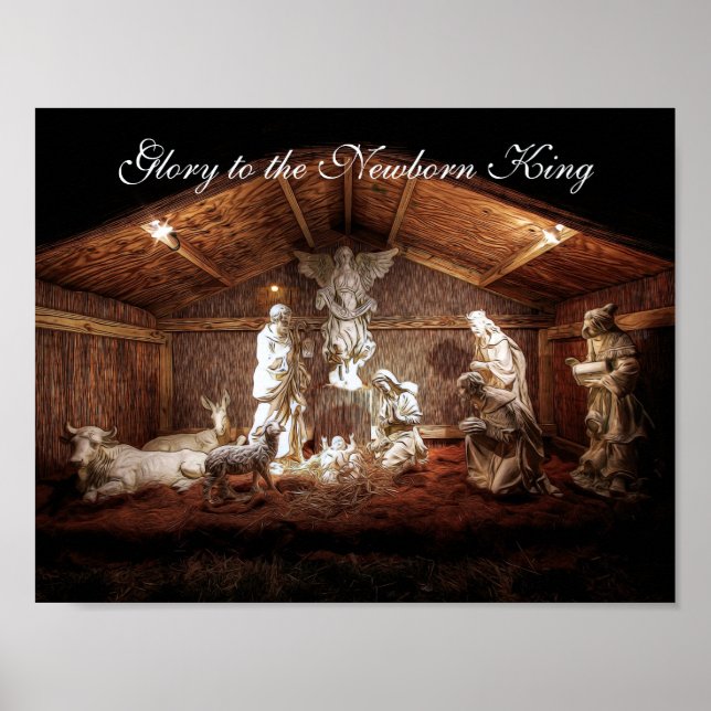 Poster Noël Avent Jésus Nativité Manger Scène (Devant)