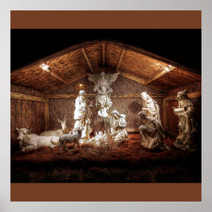 Poster Noël Avent Jésus Nativité Manger Scène