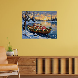 Poster Noël Bateau Akita Fêtes