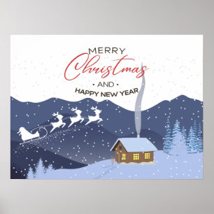 Poster Noël Bonne année PÈRE NOËL