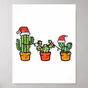 Poster Noël Cactus mignon Plante Succulent Noël Hommes FE