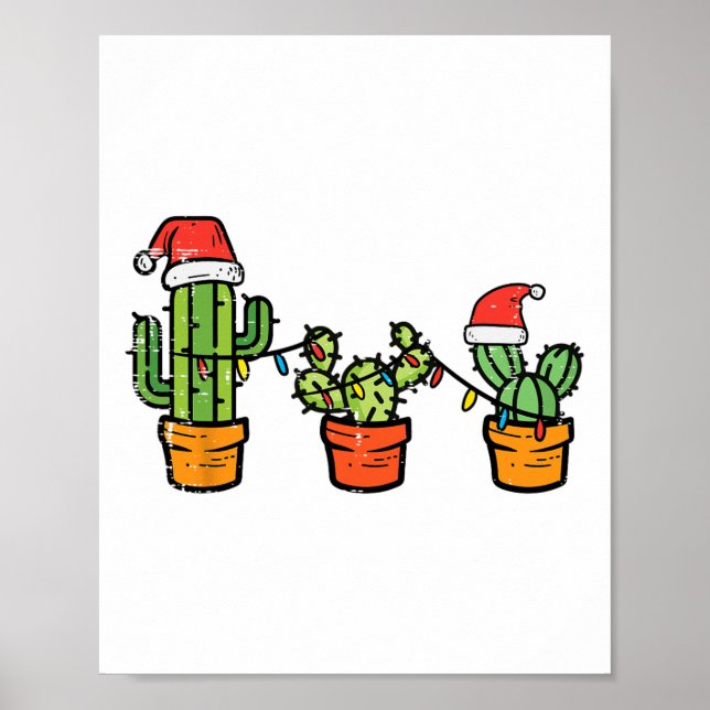 Poster Noël Cactus mignon Plante Succulent Noël Hommes FE (Devant)