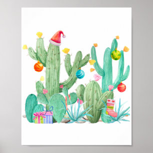 Poster Noël Cactus Vacances Sud-Ouest Ouest Ouest