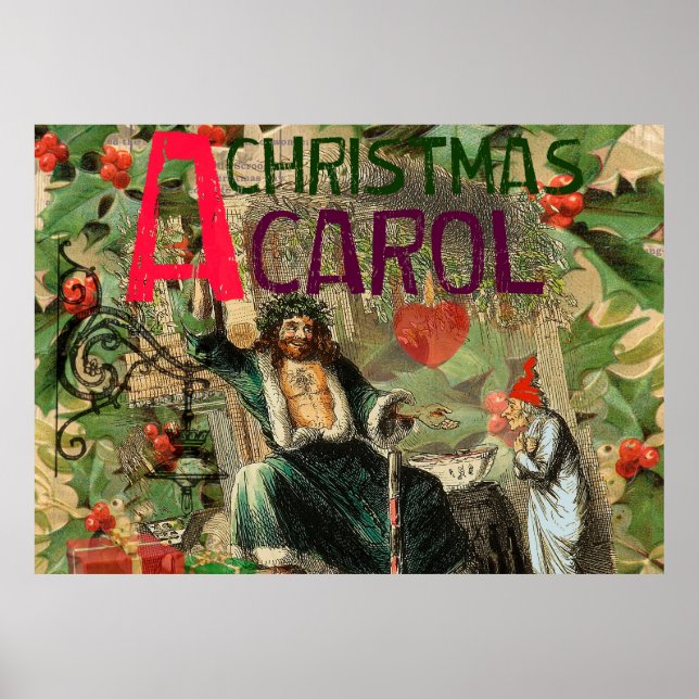 Poster Noël Carol Scrooge Art de vacances Imprimer (Devant)