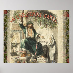 Poster Noël Carol Scrooge Ghost Présente Artwork