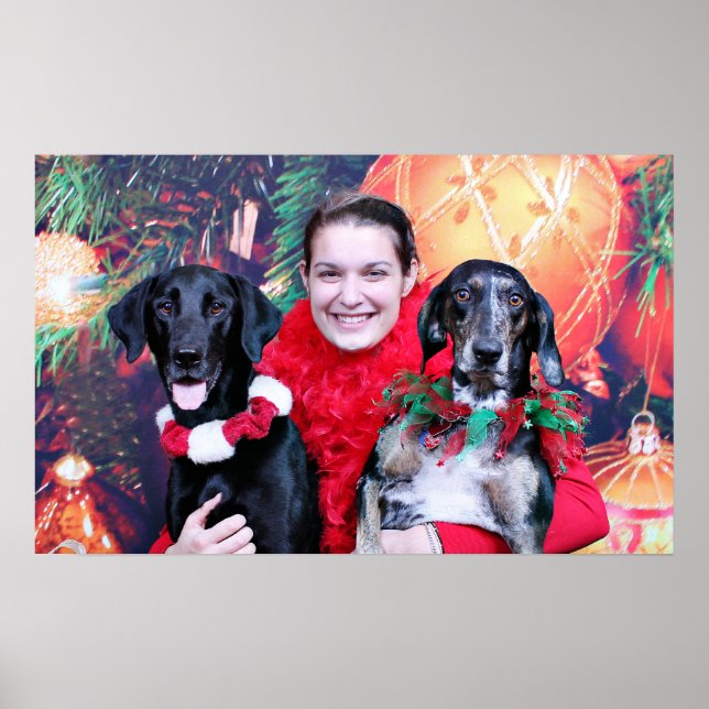 Poster Noël - Catahoula Brita et Labrador Cooper (Devant)