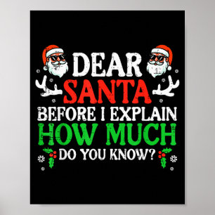 Poster Noël Cher Père Noël Combien En Savoir Vous Xmas Fe
