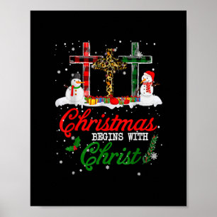 Poster Noël commence avec le Christ amour Jésus Léopard P