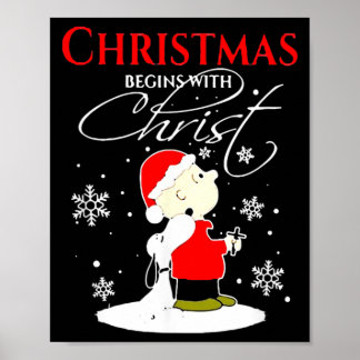 Poster Noël commence avec le Christ Cadeau de Noël Fête