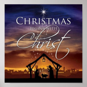Poster Noël commence par le Christ