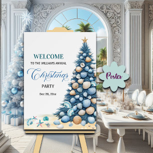Poster Noël Coquillages Arbre Plage Fête Bienvenue