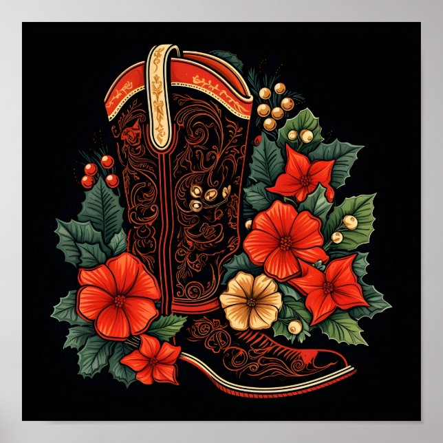 Poster Noël cowboy vacances de démarrage (Devant)