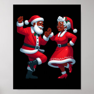 Poster Noël Dancing Black African American Père Noël Mme.