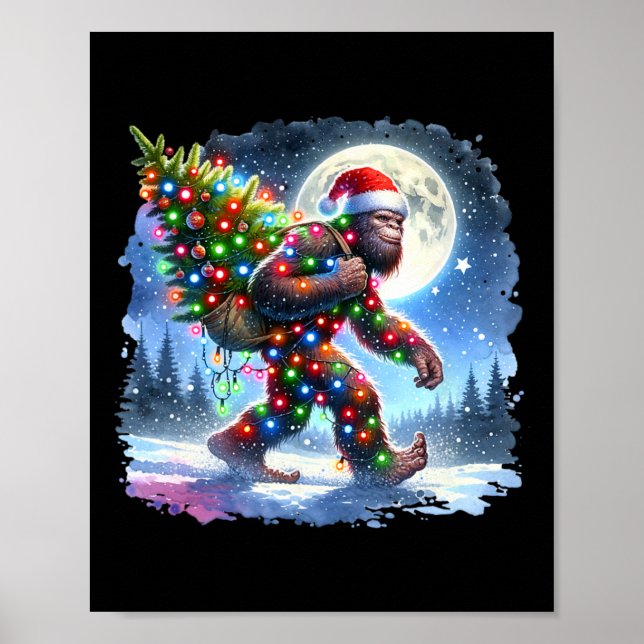 Poster Noël de Bigfoot Noël Sasquatch Noël Noël (Devant)