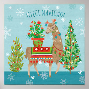 Poster Noël de lamas de Navidad   d'ouatine beau