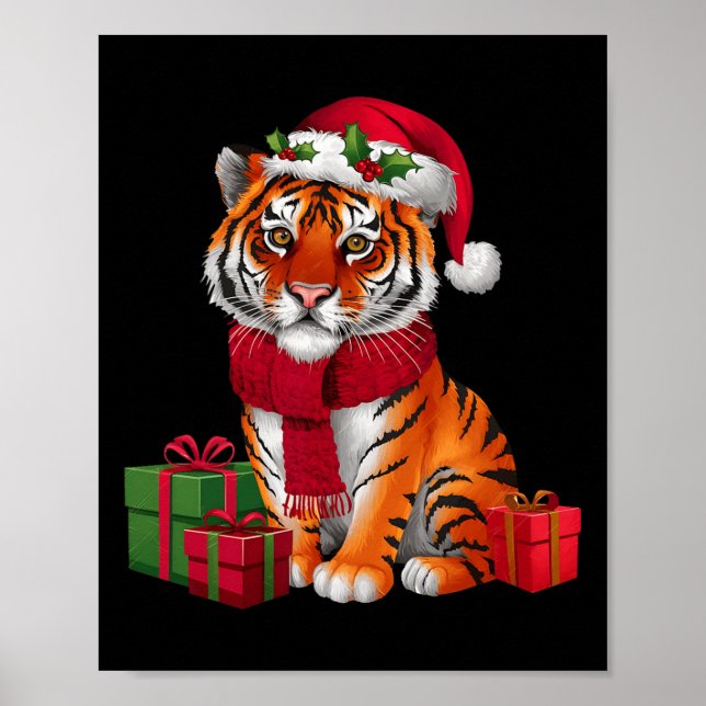 Poster Noël de Noël de Père Noël Bengale Tiger (Devant)