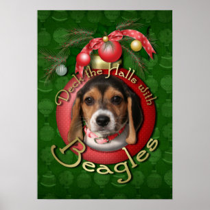 Poster Noël - Deck the Halls - Beagle