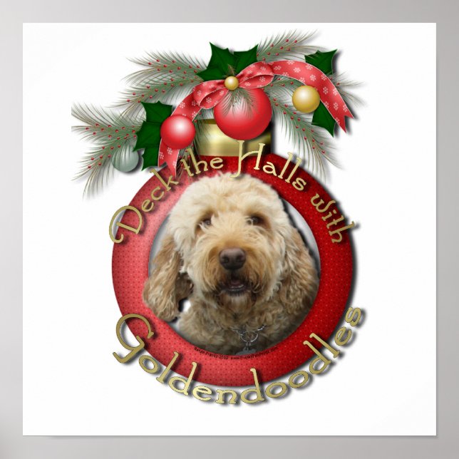 Poster Noël - Deck the Halls - Goldendoodles (Devant)
