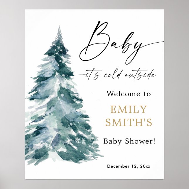 Poster Noël d'hiver Bébé il fait froid dehors bienvenue (Devant)
