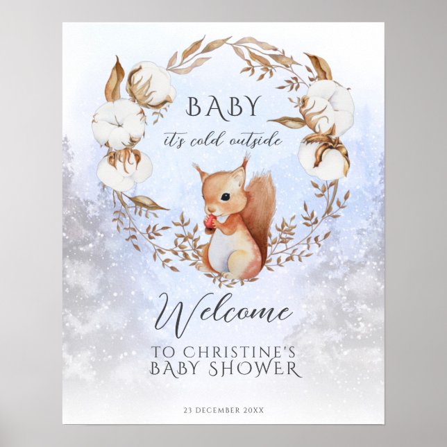 Poster Noël d'hiver Il fait froid dehors Baby shower Pos (Devant)