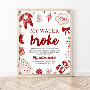 Poster Noël d'hiver My Water Broke Baby shower Jeu