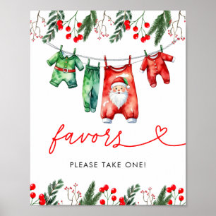 Poster Noël d'hiver Père Noël Baby shower Faveurs