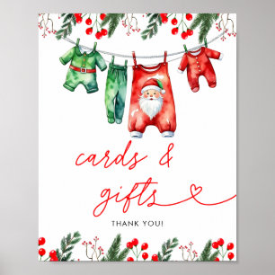 Poster Noël d'hiver Père Noël Baby showers Cartes et cade
