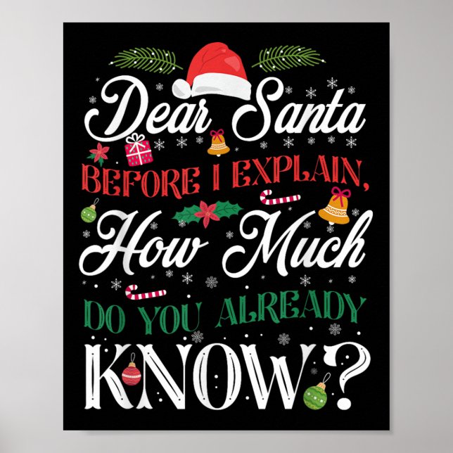 Poster Noël Drôle Cher Père Noël Combien Connaissez-Vous  (Devant)