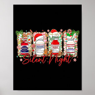 Poster Noël drôle infirmière nuit silencieuse humour médi