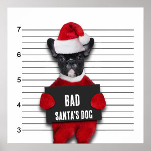 Poster Noël Drôle Mugshot Mauvais Chien Père Noël