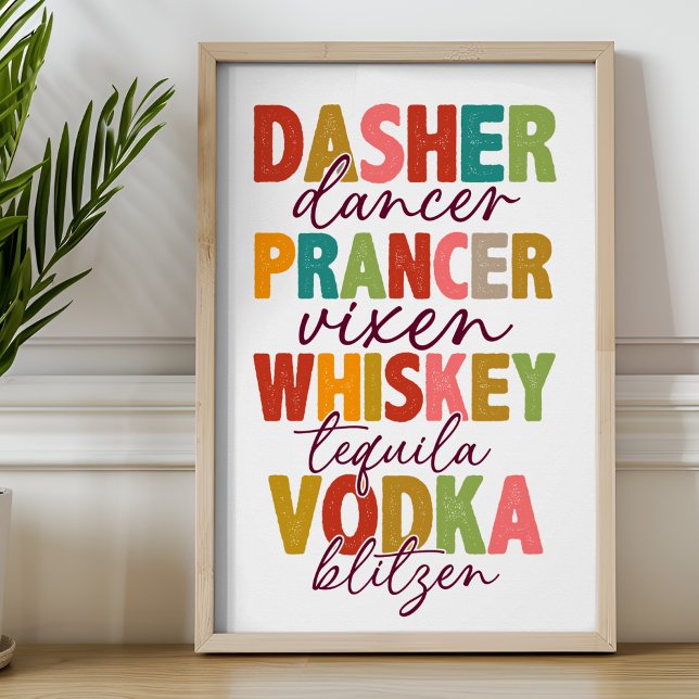 Poster Noël Drôle Reindeer Boire Typographie (Créateur téléchargé)