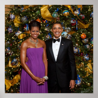 Poster Noël du président Barack Obama et de Michelle