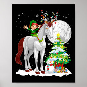 Poster Noël Elfe équitation Reindeer Cheval Snowman Xmas 