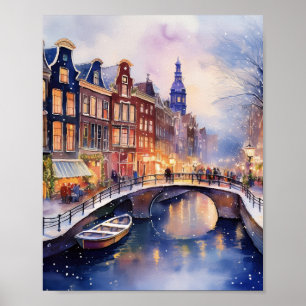 Poster Noël en Aquarelle Amsterdam