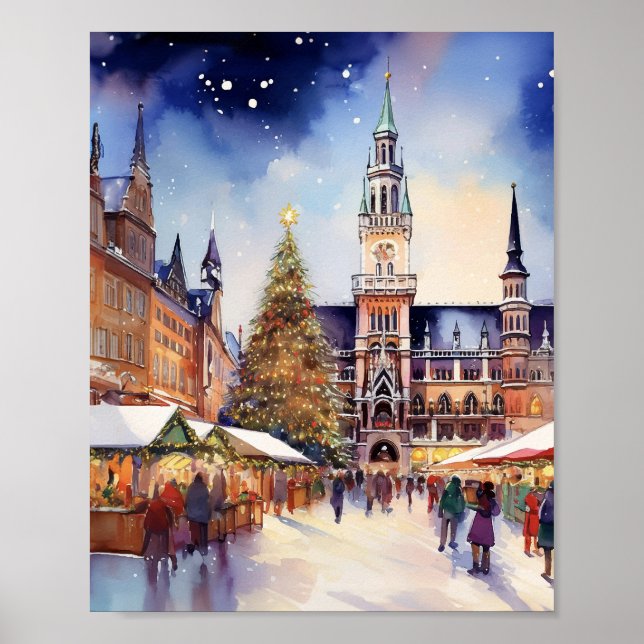 Poster Noël en Aquarelle de Munich (Devant)