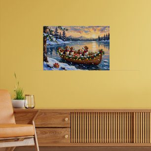 Poster Noël en bateau avec Beagle