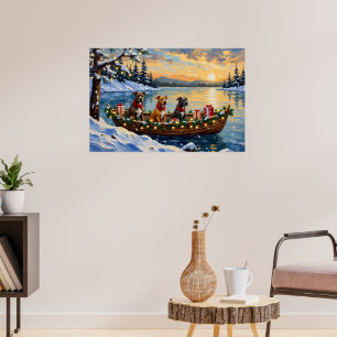 Poster Noël en bateau avec Pitbull