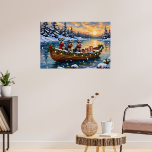 Poster Noël en bateau avec Schnauzer