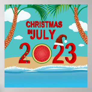 Poster Noël en juillet 2023 Watermelon Beach